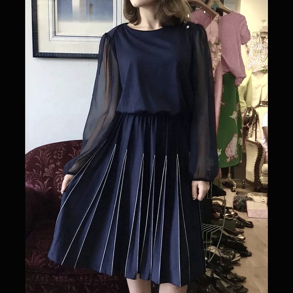 Vintage Navy Blue Dress